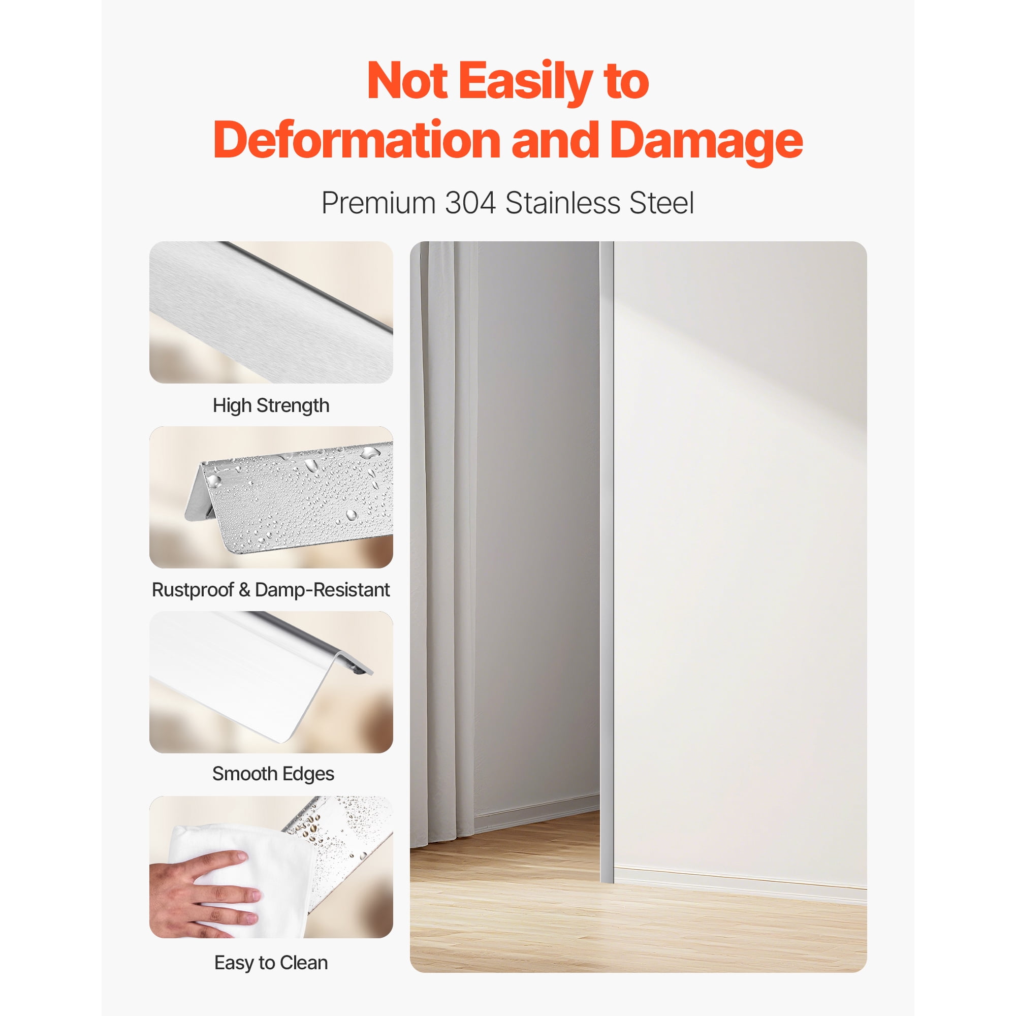 KFFKFF Stainless Steel Wall Corner Protector, 1 x 1 x 48 inch, Set of 10 Metal Guards, 304 Stainless Steel Edge Trim with 90-Degree Angle for Wall Protection in Homes, Offices, and Commercial Spaces