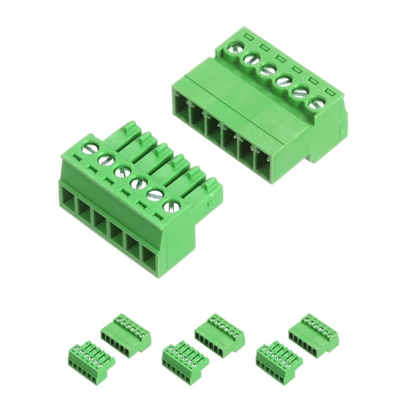 Uxcell 4 Set 6 Pin 3.5mm Pitch PCB Mount Screw Terminal Block Connector, Right Angle Pluggable Phoenix Plug for DIY Electronics Audio Power Modules 26-16AWG Cable