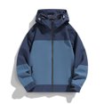 thumbnail image 2 of Levmjia Men's Windproof Waterproof Jacket Color Block Hooded Windbreaker Packable Outdoor Jacket Lightweight Rain Coat S-4XL Multiple colors to choose from Dark Blue, 2 of 3