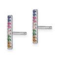 thumbnail image 5 of Auriga Fine Jewelry 925 Sterling Silver Colorful CZ Bar Post Stud Earrings for Women, 5 of 6