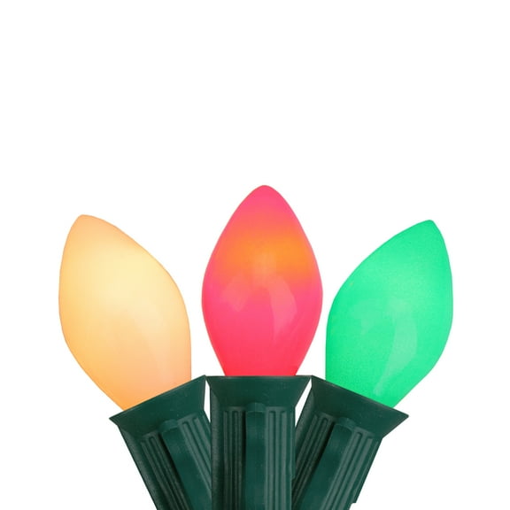 Northlight Opaque C7 Christmas String Lights - Red White and Green - 24' Green Wire - 25ct