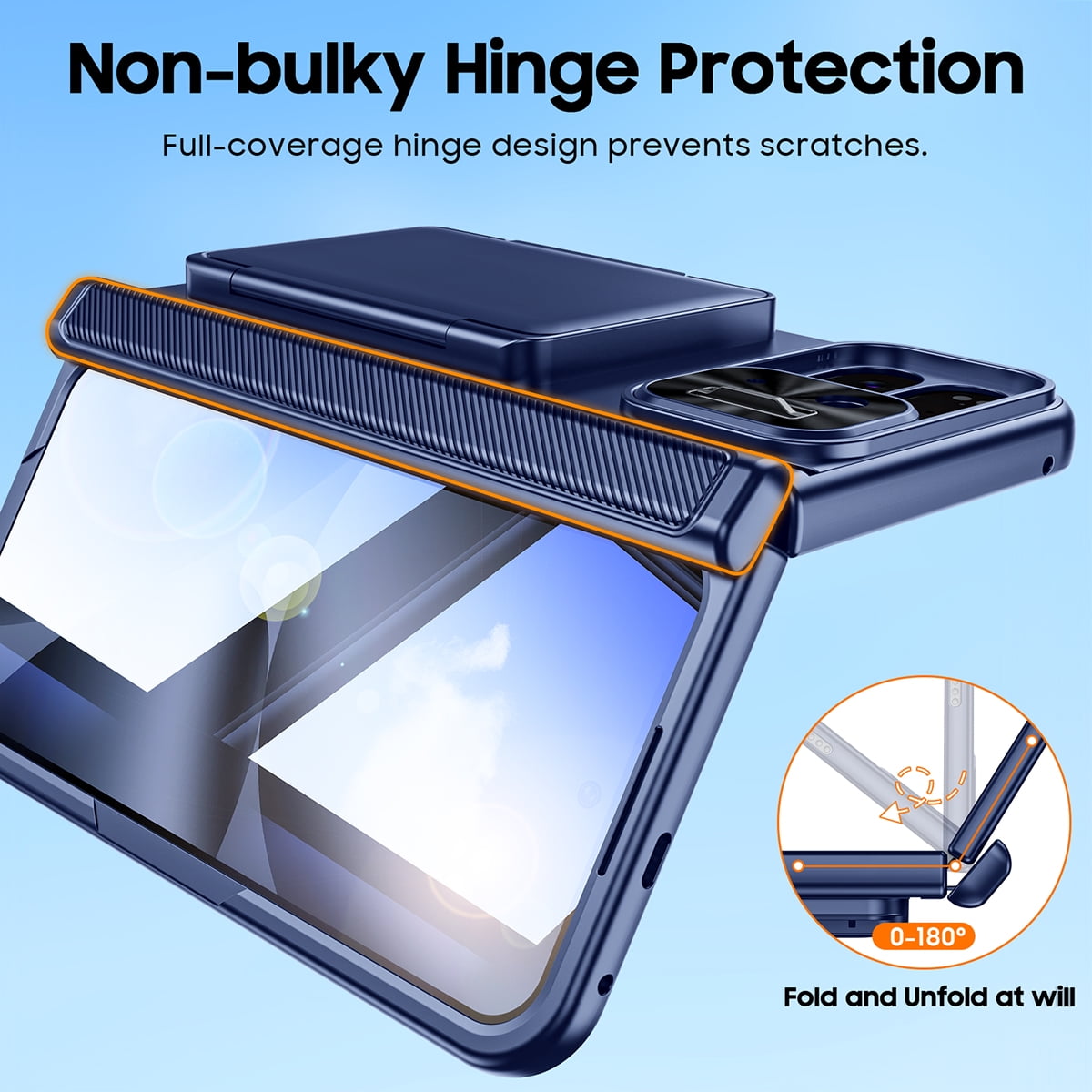 Vizvera for Google Pixel 10 Pro Fold With Card Holder[RFID Blocking]Camera Cover,Hinge Protection,Hidden Kickstand,Screen Protecto Phone Case-Blue