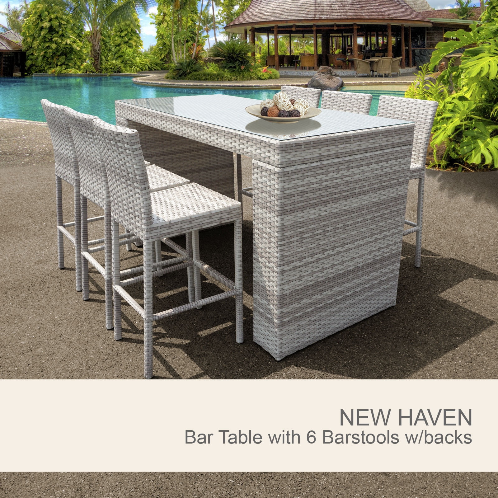 New Haven Bar Table Set With Barstools 7 Piece Outdoor Wicker Patio ... New Haven Bar Table Set With Barstools 7 Piece Outdoor Wicker Patio ...