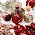 thumbnail image 2 of Christmas Sale! Christmas Burlap Ribbon Wired Edged Xmas Tree Ornaments Red White Brown for Wreaths Bows Gift 2.4 Inch X 5.5 Yards (per roll), 2 of 6