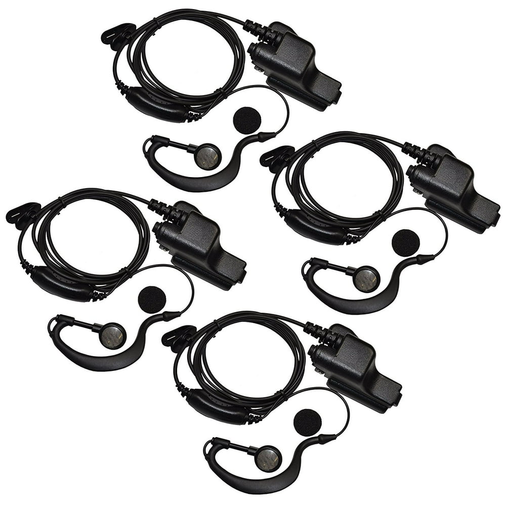 HQRP 4-Pack G Shape Earpiece Headset PTT Mic for Motorola XTS2000