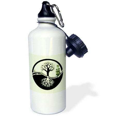 

3dRose Ying Yang Tree - Pastel Green Sports Water Bottle 21oz