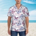 thumbnail image 5 of Uemuo Butterflies in Pastel Printed Regular Fit Short Sleeve Casual Hawaiian Shirt for Men,Aloha shirt,Tropical shirt,Floral print shirt,Vacation Beach shirt-, 5 of 9