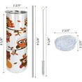thumbnail image 3 of Thanksgiving 20 Oz Skinny Tumbler, Various Owl Cartoon Style Fall Autumn Branch Pilgrim''s Hat, Leak-Proof Straw Lid and Brush Vacuum Insulated for Outdoor Use, Brown Orange, 3 of 6