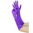 thumbnail image 5 of INSPIRE CHIC Women's Satin Shiny Opera Length Gloves Pleated Full Finger Long Evening Glove One Size Purple, 5 of 6