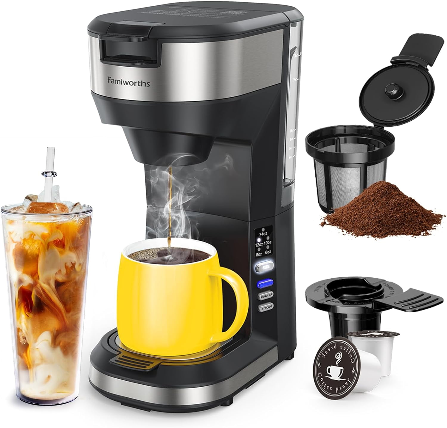 Crux Single Serve K Cup Coffee Maker with Water Tank Gray 14792 Walmart