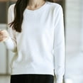thumbnail image 2 of Wyobmus Women's Basic Mock Neck Sweater Loose Fit Solid Color Rib Knit Long Sleeve Sweater Top C-White, 2 of 7