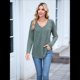 thumbnail image 5 of Camisetas de Larga para Mujer, Cuello en V, Suaves, Básicas, Holgadas, Informales, Moda de Otoño. Verde L, 5 of 10