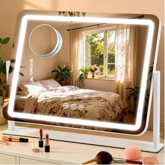 Vanity Mirror with Lights 5X Magnification Spot Mirror, Makeup Mirror with Lights, Lighted Makeup Mirror with 3 Color Lighting Modes, Dimmable