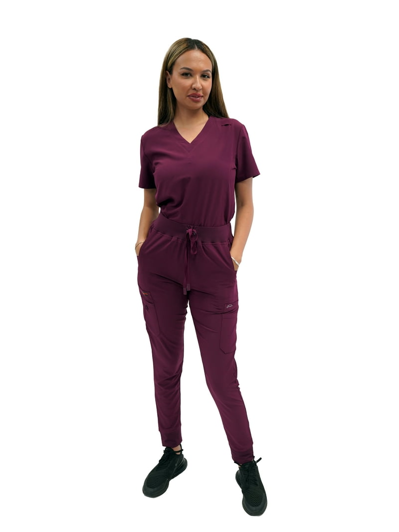 Fubu Women's Slim Fit High Waisted Jogger Yoga Scrub Pant