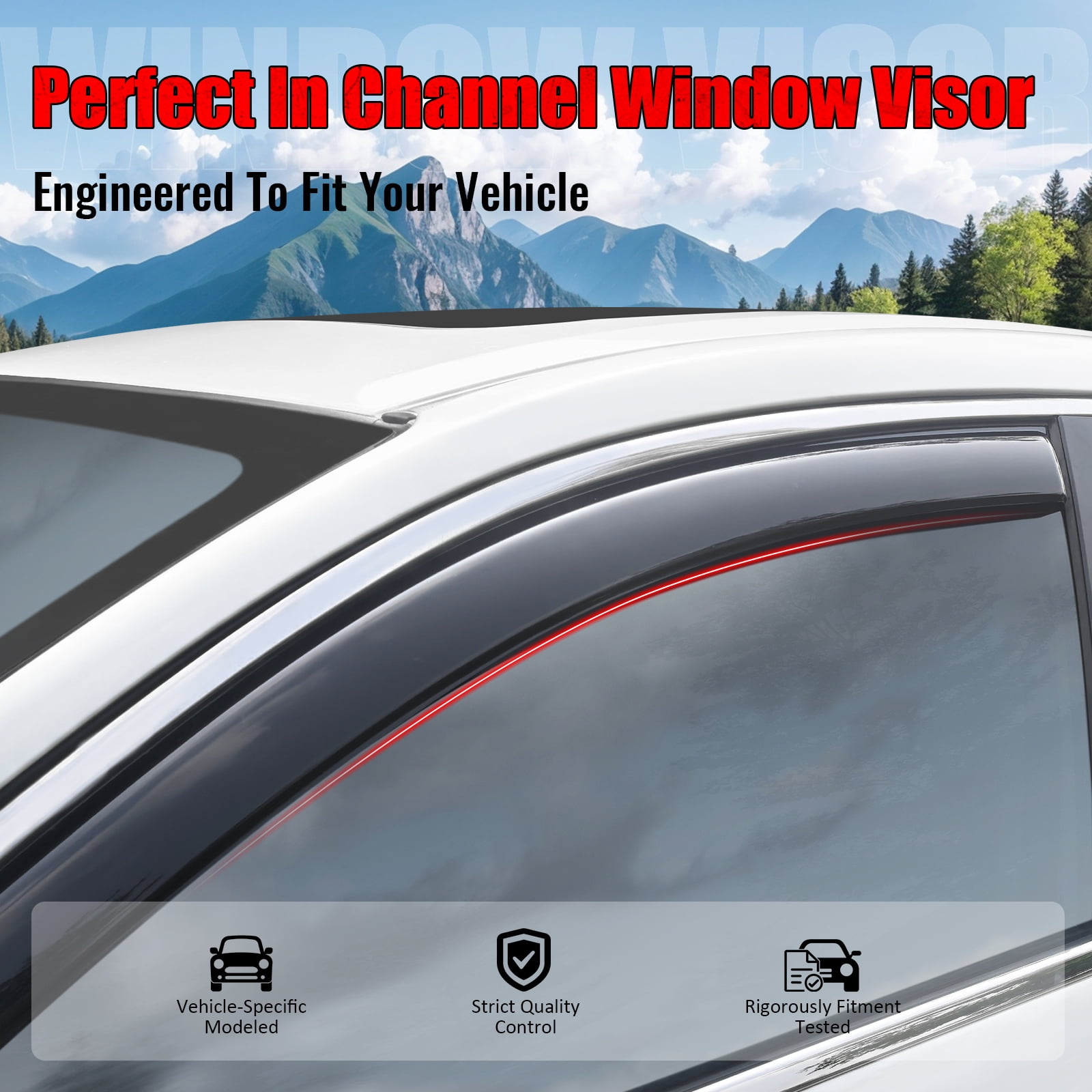 Ikon Motorsports In-Channel Window Visors Fits 2015-2024 Nissan Murano, Slim Style Side Door Rain Vent Guard Deflectors, Acrylic Smoke 4PCS