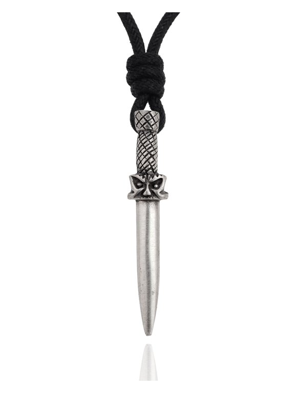 Unique Handmade Sword Knight Armor Silver Pewter Charm Necklace Pendant Jewelry With Cotton Cord
