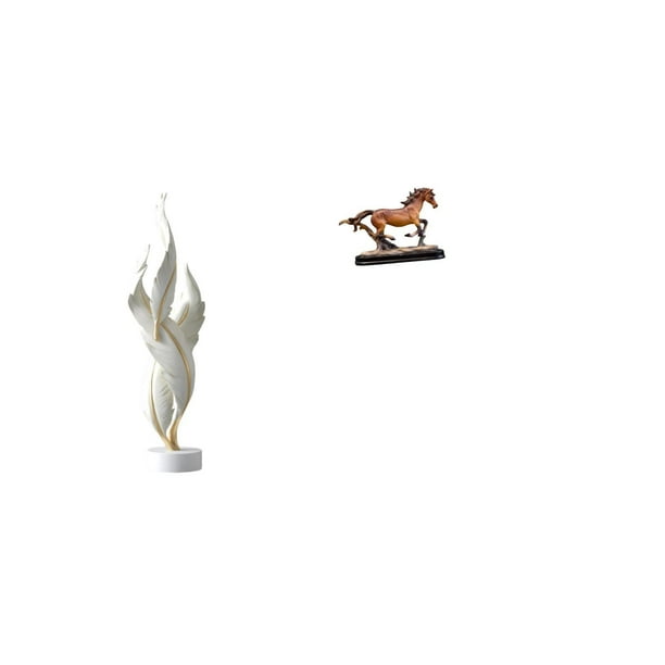 Figura decorativa,Escultura de plumas para escritorio,oficina,decoración del hogar,Figura decorativa de escritorio para decoración de mesa del hogar,Figura de caballo,Escultura de figura de