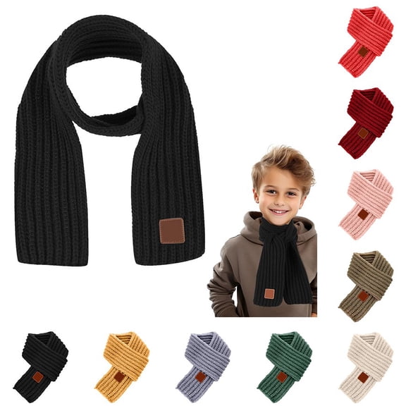 Dakiuu Kids Scarf Soft Warm Knit Neck Warmer Toddler Winter Classic Knitted Scarves Wraps for Boys Girls Green