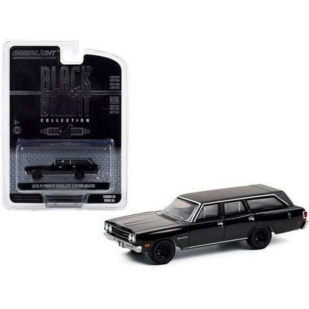 1970 Plymouth Satellite Station Wagon, Black - Greenlight 28050A/48 - 1/64 scale Diecast Model Toy Car