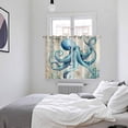 thumbnail image 3 of Teal Octopus Coastal Kitchen Curtains Window Panels, Vintage Summer Beach Nautical Insulated Window Treatment Curtain, Grommet Curtains for Bedroom/Living Room/Bathroom, 2 Piece 52"Wx72"L, 3 of 8