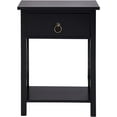 thumbnail image 2 of Small Night Stand with Storage Shelf and Drawer, Wood Nightstand for Bedrooms, Solid Wooden Night Table, Set of 2, Black, 2 of 10