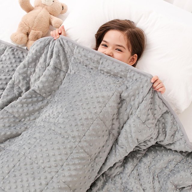 Dotted Weighted Blanket 5 lbs, Small Heavy Blankets, Soft & Breathable, Machine Washable, 36 x 48 Inches, Grey