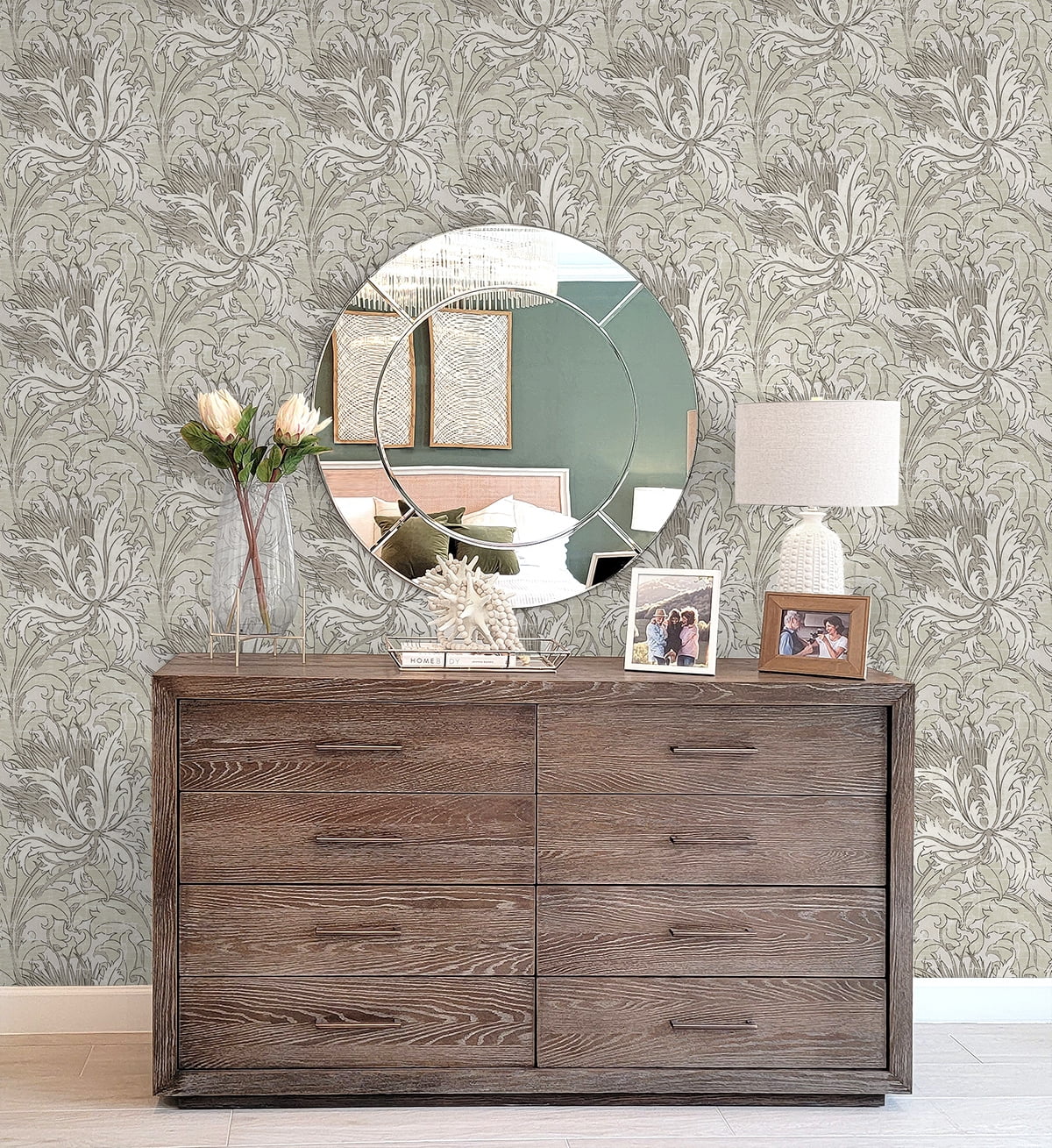 NextWall Lunar Rock & Pale Oak Floral Folly Peel and Stick Wallpaper