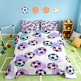 thumbnail image 2 of Manfei Football Soccer King Size Comforter Sets, Sport Comforters King Size, Purple Pink Cyan White, Stars Reversible 3-Piece 1 Comforter and 2 Pillowcases, 2 of 6
