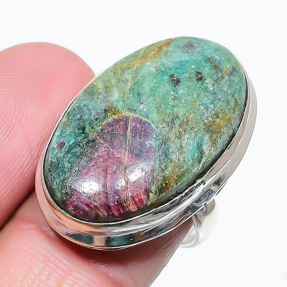 Ruby in Fuchsite Handmade 925 Sterling Silver Ring Size 7.5