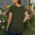thumbnail image 4 of TQWQT Womens Plus Size Tops 4x-5x Summer Short Sleeve Tees Basic Plain T-Shirt V Neck Criss Cross Tunic Loose Fit Casual Tunic Tops Army Green L, 4 of 4