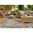 thumbnail image 2 of Linon Outdoor Washable Area Rug Collection, Ivory and Orange, 7' x 9', 2 of 9
