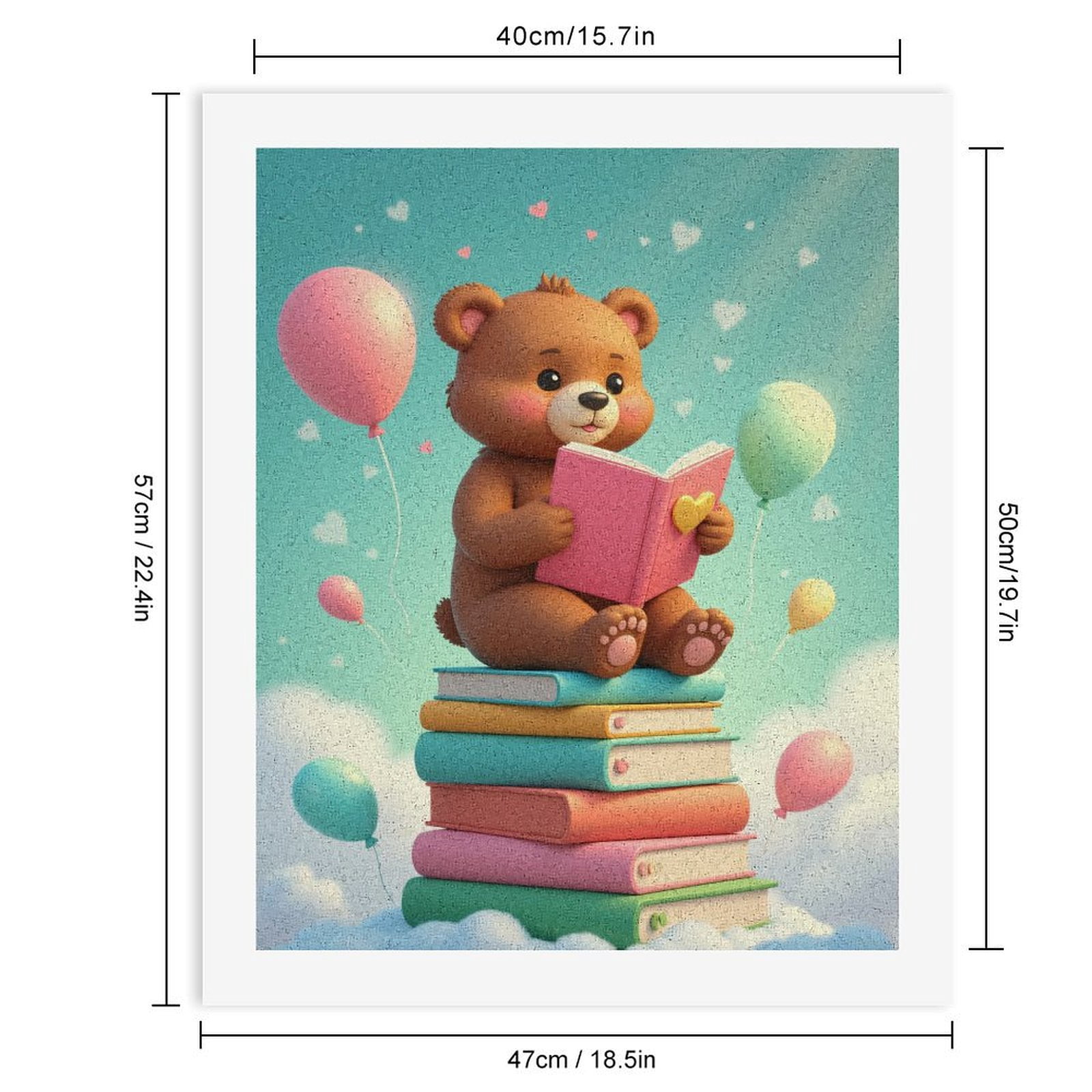 Paint by Numbers Kit for Adults, Bear Reading On Stack Paint by Numbers, Easy Paint by Numbers Kit for Adults Beginner, DIY Adult Paint by Number Kits on Canvas, Home Decor