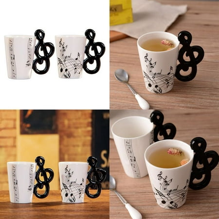 

novelty note handle ceramic cup free spectrum coffee milk tea cup personality mug unique musical instrument gift cup
