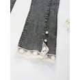 thumbnail image 5 of DPOIS Kids Girls Ripped Jeans Elastic Waistband Wide Leg Denim Pants Trousers Dark Gray-A 150, 5 of 7