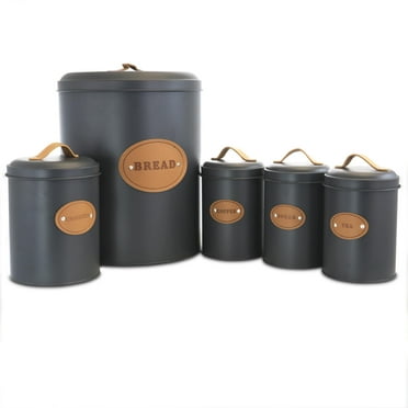 Mega Chef Storage and Organization Food and Coffee Canister Set Collection 5 Piece Gray