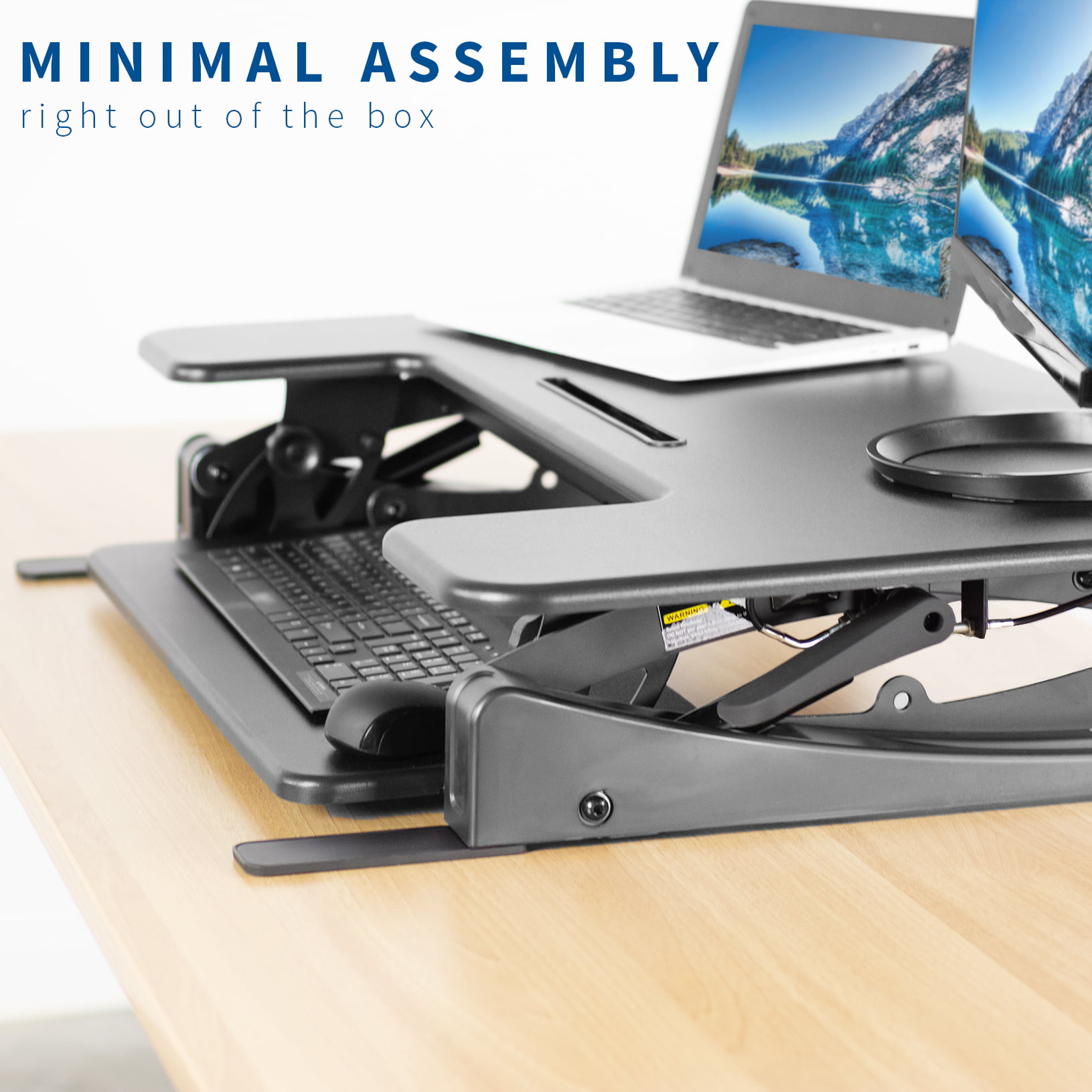 DESK-V000VD VIVO Dark Wood 36” Stand Up Desk Converter Workstation Quick Sit to Stand Tabletop Monitor Riser