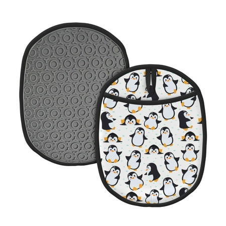 

Naloa Cute Penguins Silicone Pot Holders Oven Mitts Heat Resistant Hot Pads Non Slip Pot Holder for Kitchen Baking and Cooking 9.4 x 7.5 Inches