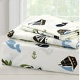 thumbnail image 3 of Ocean Blue Whale Ships Sail Monkey Island 3 Piece White Cotton Toddler Sheet Set, 3 of 7