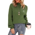 thumbnail image 3 of Asklazy Women's Turtleneck Oversized Sweaters Batwing Long Sleeve Pullover Loose Chunky Knit Jumper,Army Green, 3 of 13