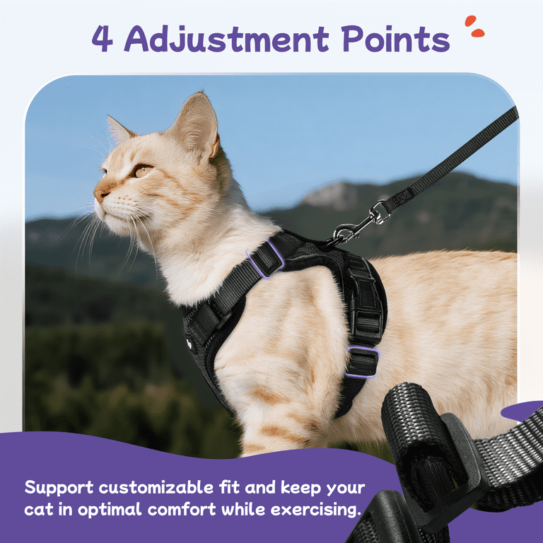 Pigo Cat Harness and Leash, Escape Proof Black photo 4