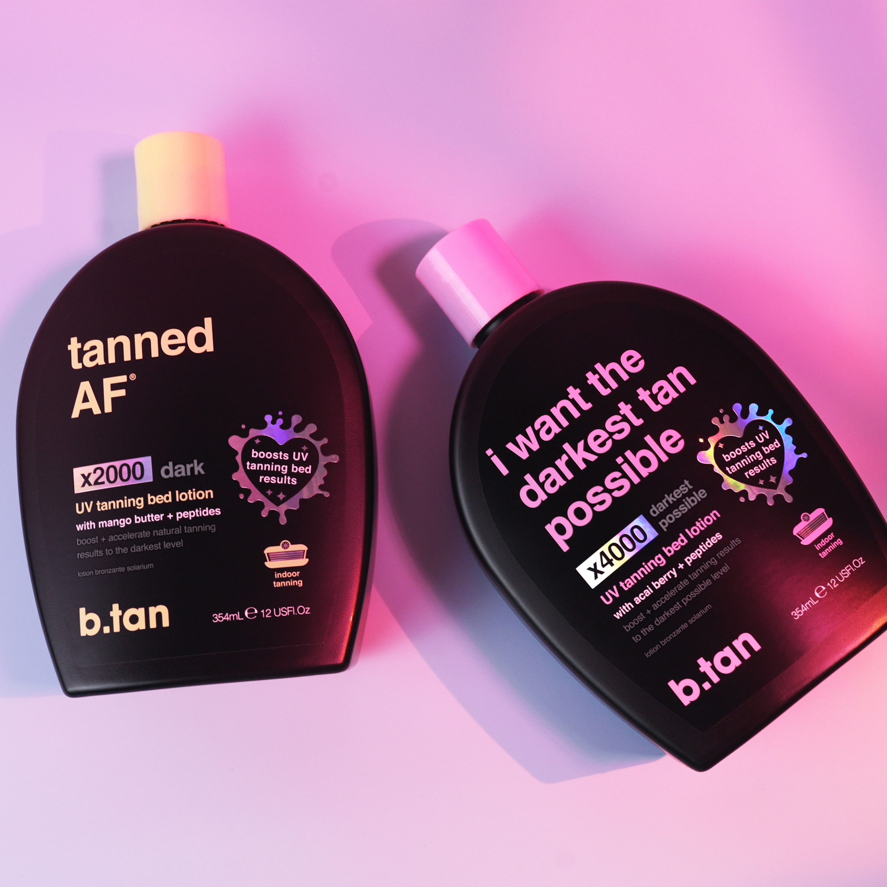 b.tan UV Tanning Bed Lotion | I Want The Darkest Tan Possible - x4000 Tan Intensifiers, Indoor & Outdoor Tan Accelerator, Best Browning Lotion, 12 fl oz