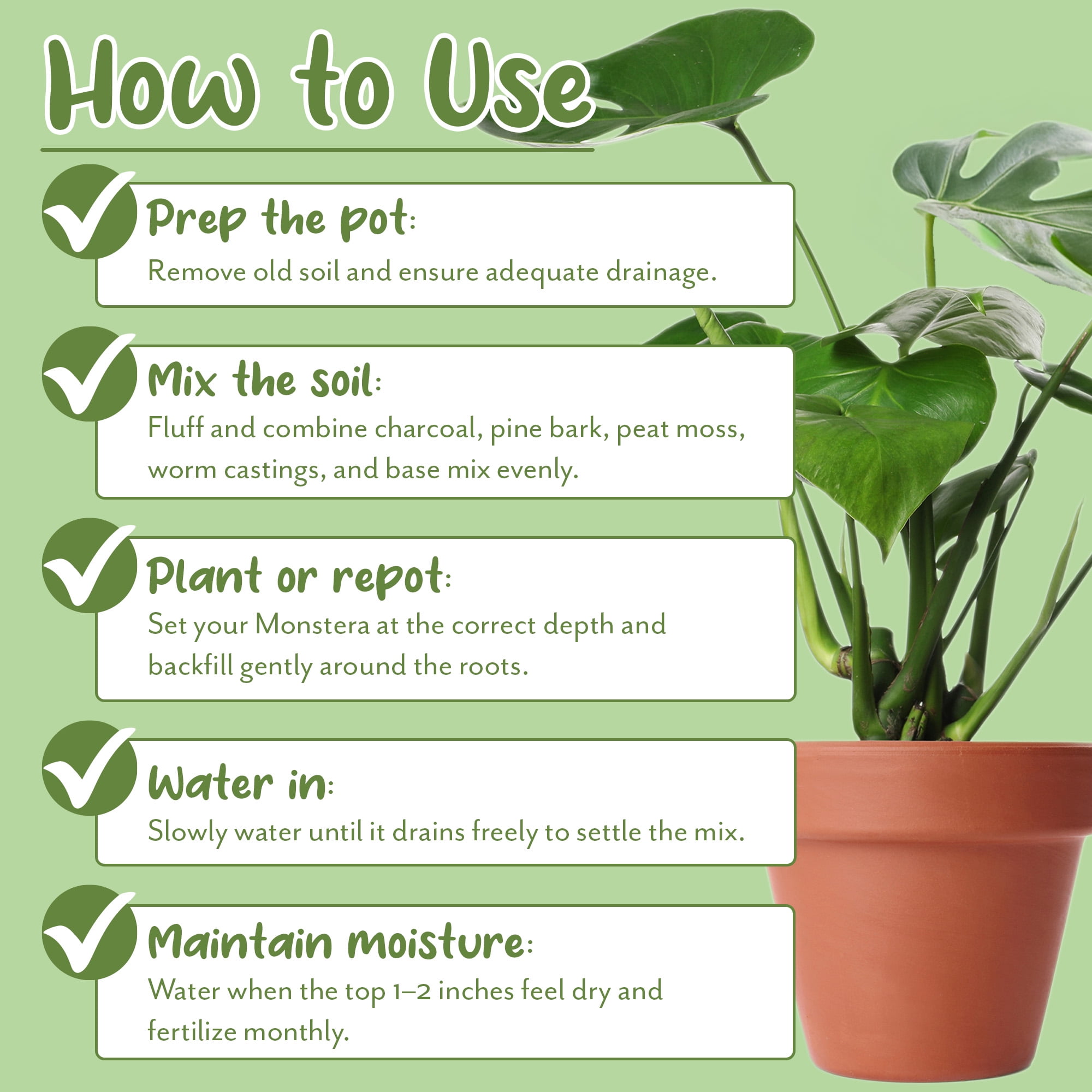 Monstera Houseplant Potting Soil Mix (12 Quarts), Custom Blend for Growing and Repotting