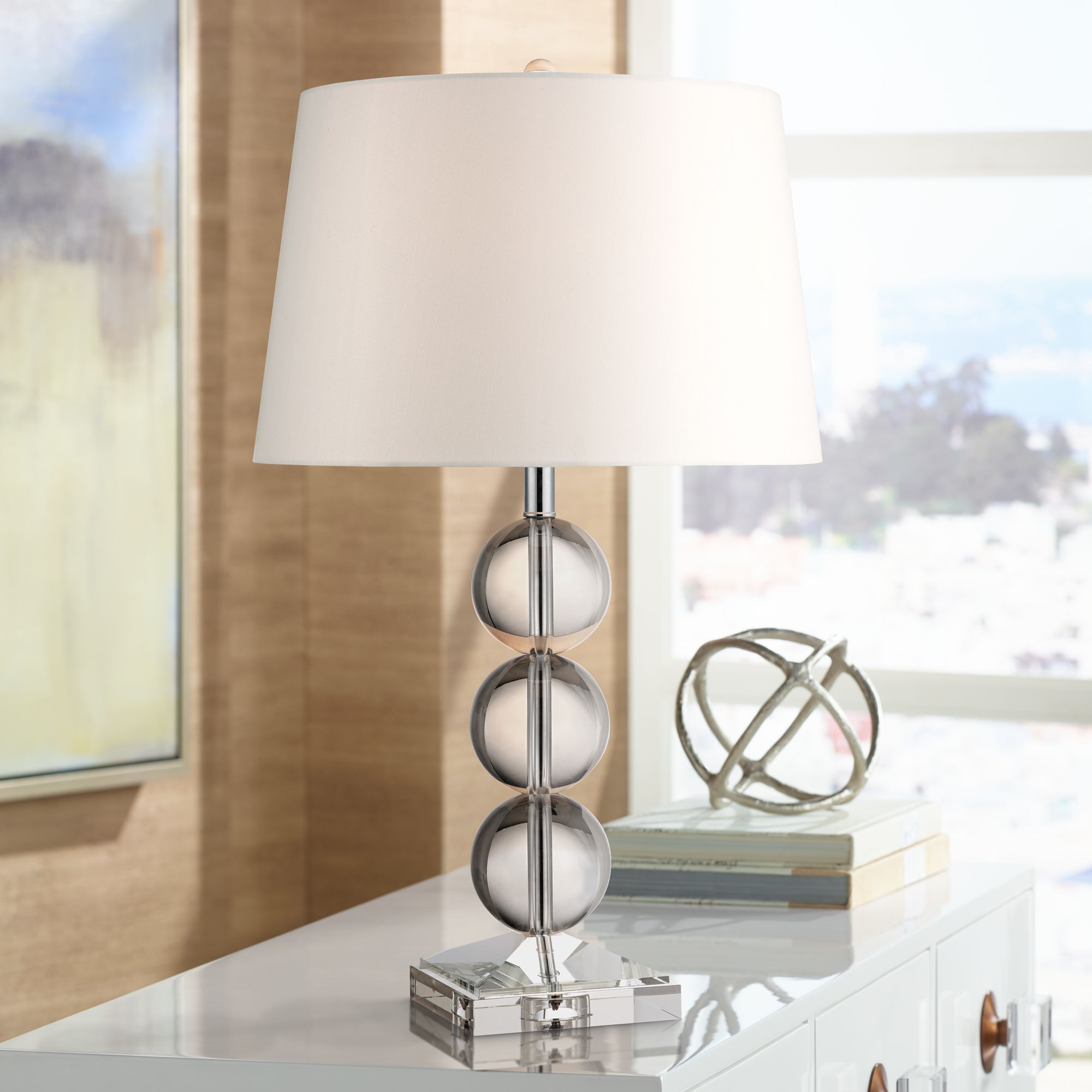 360 Lighting Modern Table Lamp Clear Crystal Silver Metal ...