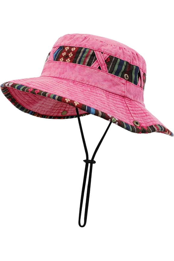 Unisex UPF 50+ Summer Bucket Hat, Boonie Hat Adjustable Washed Vintage Denim Hat, Breathable Packable cowboy Cotton Outdoor Sun Hat, Hiking Beach Sports Holiday Safari Hat for Men and Women