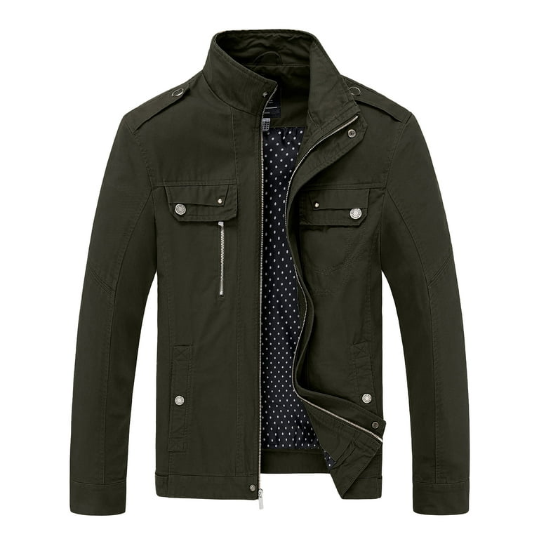Wantdo Men's Spring Jacket Military Cotton Lapel Coat Army Wantdo Men's Spring Jacket Military Cotton Lapel Coat Army