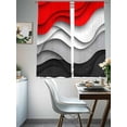 thumbnail image 5 of Red Black Ombre Semi Sheer Curtains 63 Inch Length 2 Panels Set, Modern Abstract Moire Art Geometric Sheer Kitchen Curtain Privacy Voile Window Curtain for Living Room Bedroom Rod Pocket Drapes, 5 of 7