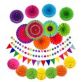 thumbnail image 1 of 20 piezas de suministros de decoración para fiestas de cumpleaños, pancartas, remolinos, abanicos Tomshoo Multicolor, 1 of 6