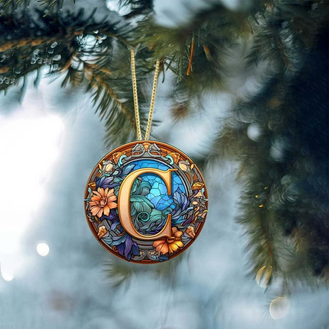 Xihbxyly Adorno Navideño con Inicial Personalizado, Regalo Familiar Personalizado, Decoración Navideña Versátil, Decoración para Fiestas En Casa o En La Oficina, Amuleto Festivo de Invierno, 1 Colgan