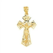 14k Yellow Gold Religious Crucifix Pendant - Height 85 MM Width 52 MM / Avg. Weight 24 grams