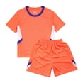 thumbnail image 3 of Alvivi Kids Boys Quick-Drying Soccer Training Tracksuit Short Sleeve T-Shirt with Shorts Sport Outfits Orange 9-10, 3 of 7